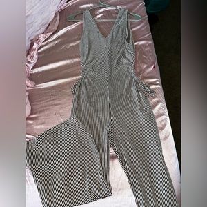 Brown and white striped romper
